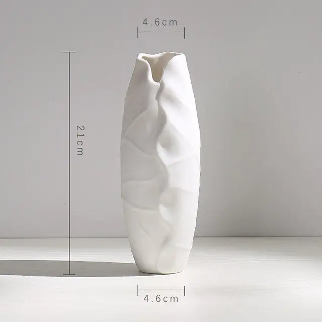 Modern Minimalist White Hemp Rope Ceramic Vase - WanderMart Co.