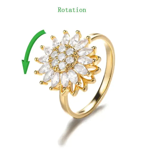 Crystal Sunflower Rings For Women - WanderMart Co.