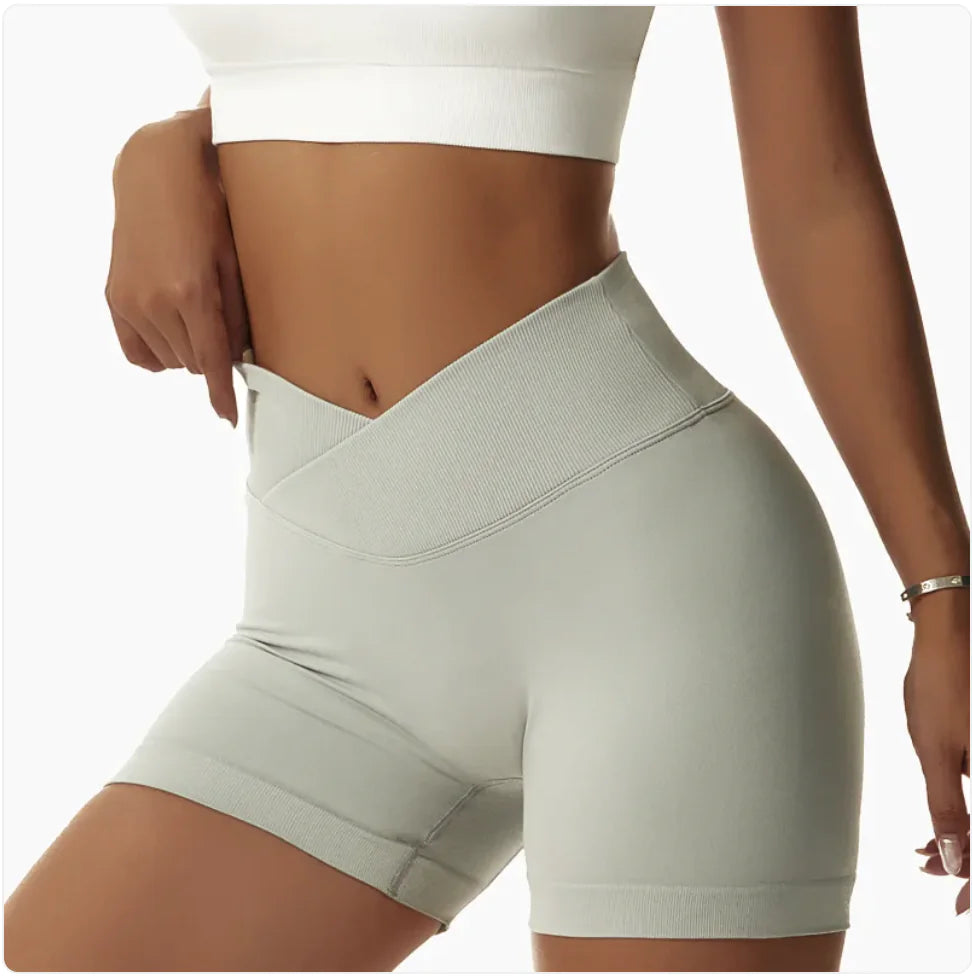 High-Waist Elastic Yoga Shorts with Peach-Lift Design - WanderMart Co.