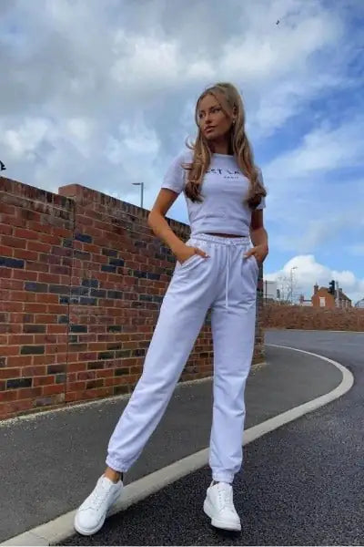 WHITE TIE WAIST OVERSIZED JOGGERS - WanderMart Co.