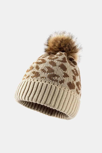 Leopard Pom-Pom Cuffed Beanie - WanderMart Co.