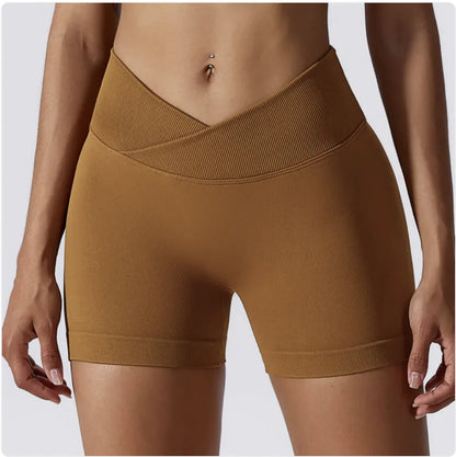 High-Waist Elastic Yoga Shorts with Peach-Lift Design - WanderMart Co.