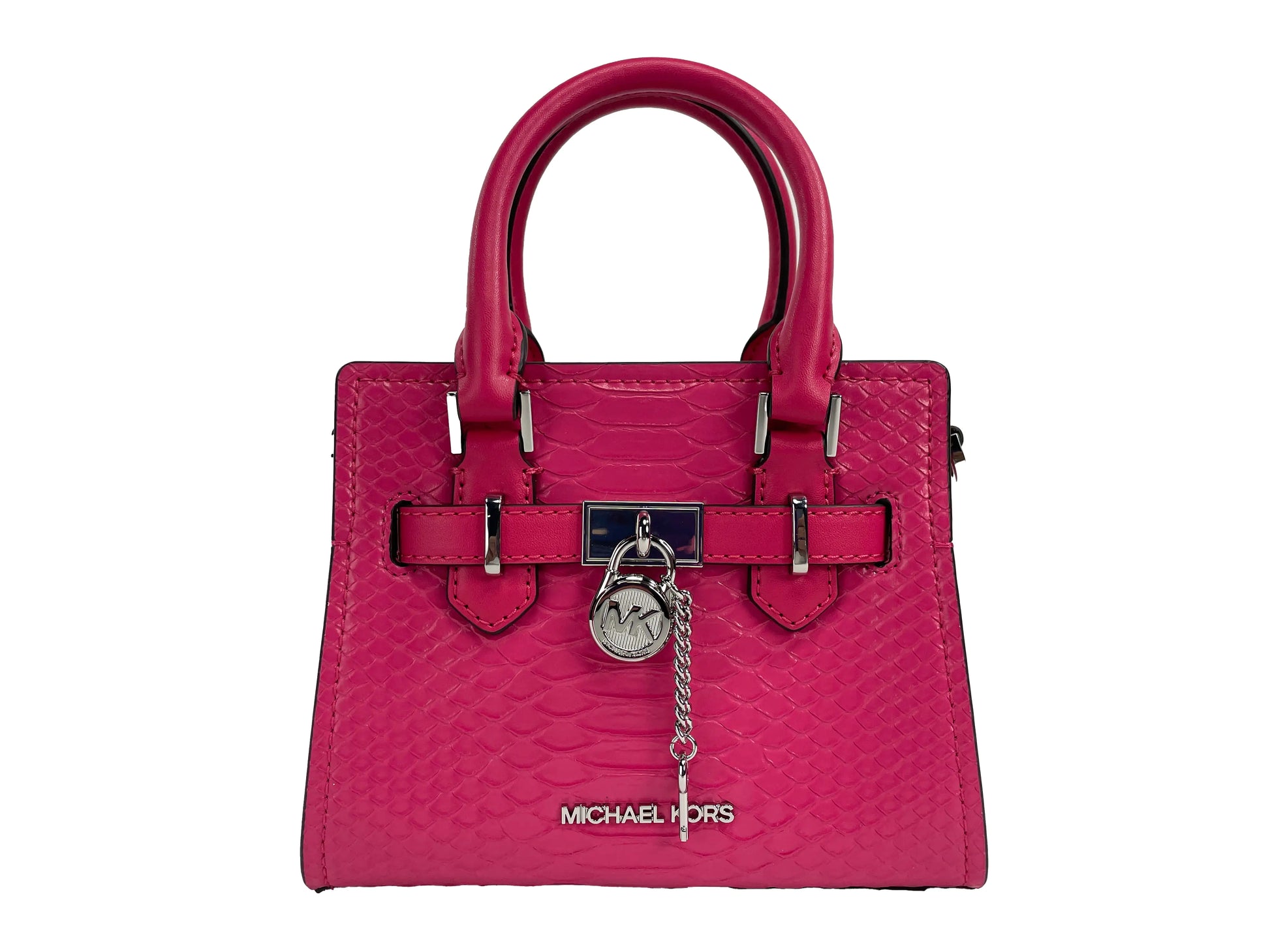 Michael Kors Hamilton XS Pink Snake Satchel Crossbody - WanderMart Co.