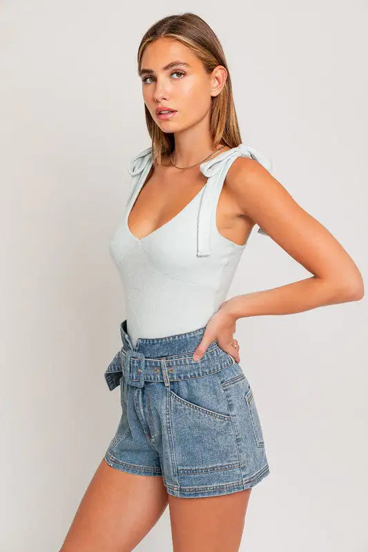 Strap Tie Bodysuit - WanderMart Co.