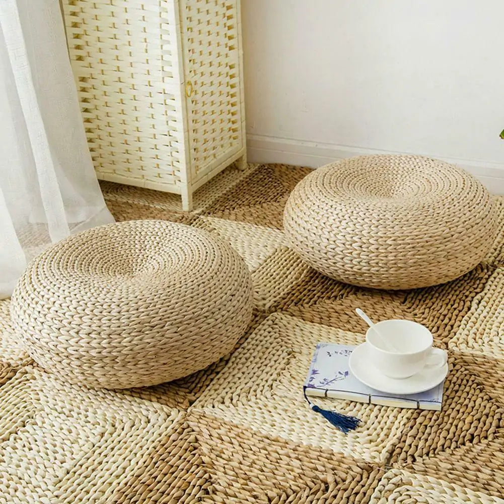 Round Straw Tatami Meditation Cushion - WanderMart Co.