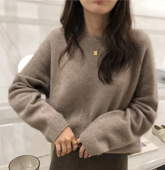 Women's Cozy Loose Fit Wool Sweater - WanderMart Co.