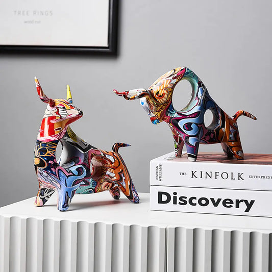 Modern Art Graffiti Cow Figurines - WanderMart Co.