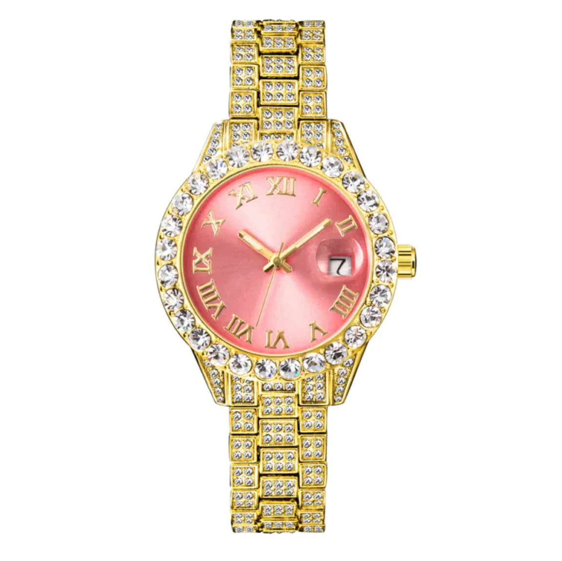 Luminous Women's Quartz Watch with Diamond Inlaid Waterproof Design and Calendar - WanderMart Co.