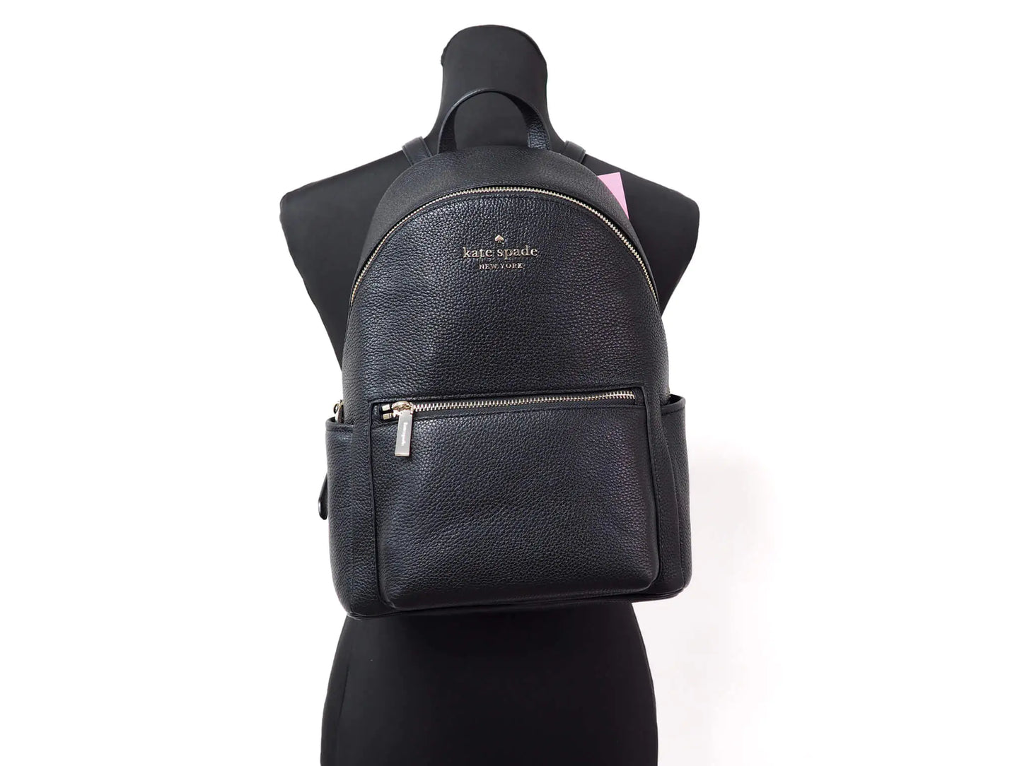 Kate Spade Leila Medium Black Leather Dome Shoulder Backpack - WanderMart Co.