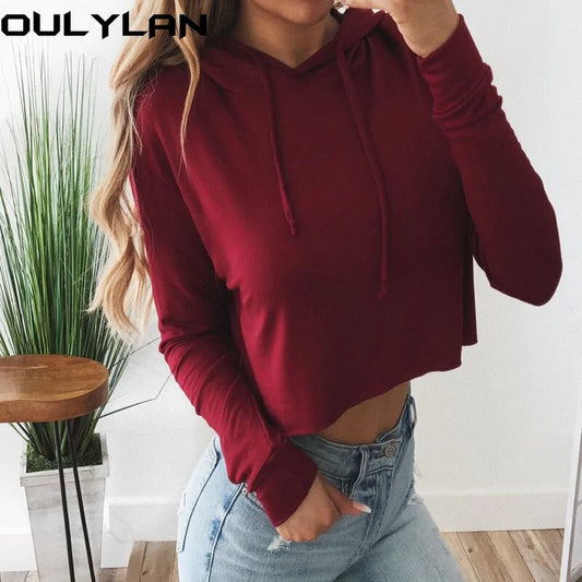 Oulylan Women's Crop Hoodies Sweatshirts - WanderMart Co.