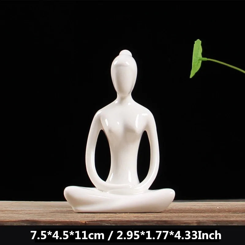 White Ceramic Yoga Figurines - WanderMart Co.