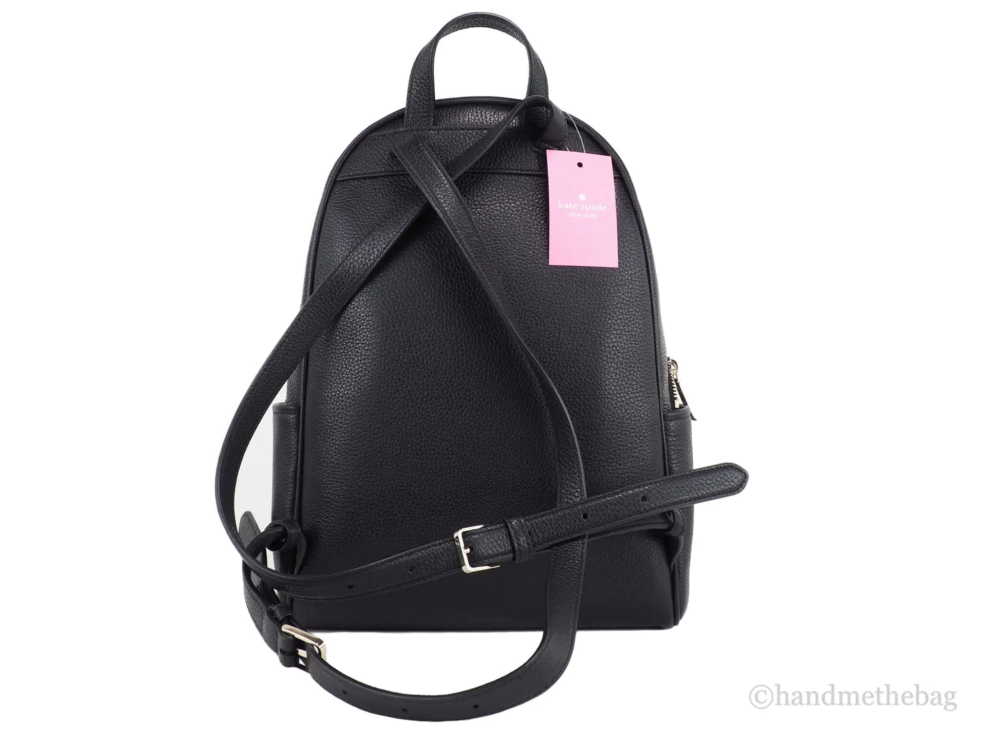 Kate Spade Leila Medium Black Leather Dome Shoulder Backpack - WanderMart Co.