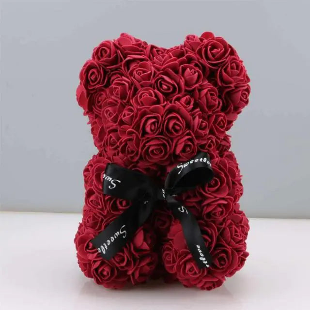 25cm Rose Teddy Bear From Flowers Bear With Flowers Red Rose Bear - WanderMart Co.