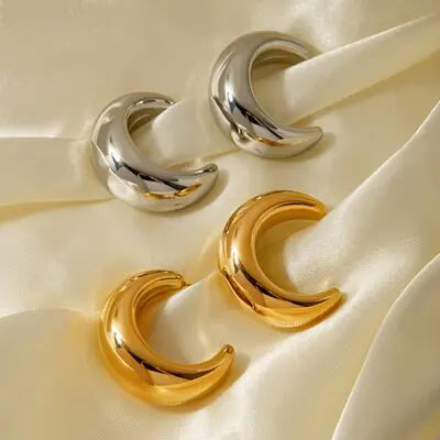 Gold-Plated Moon Crescent Earrings - WanderMart Co.