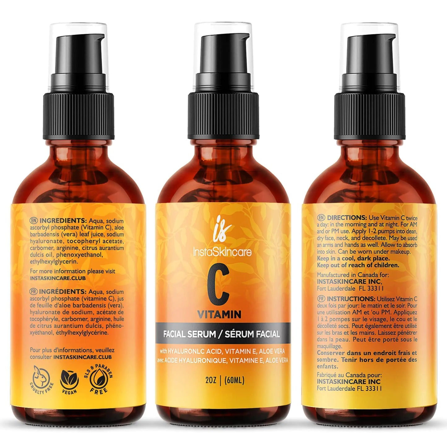 Vitamin C Serum for Face with Hyaluronic Acid Vitamin E Anti Aging Big Size 2 Oz - WanderMart Co.