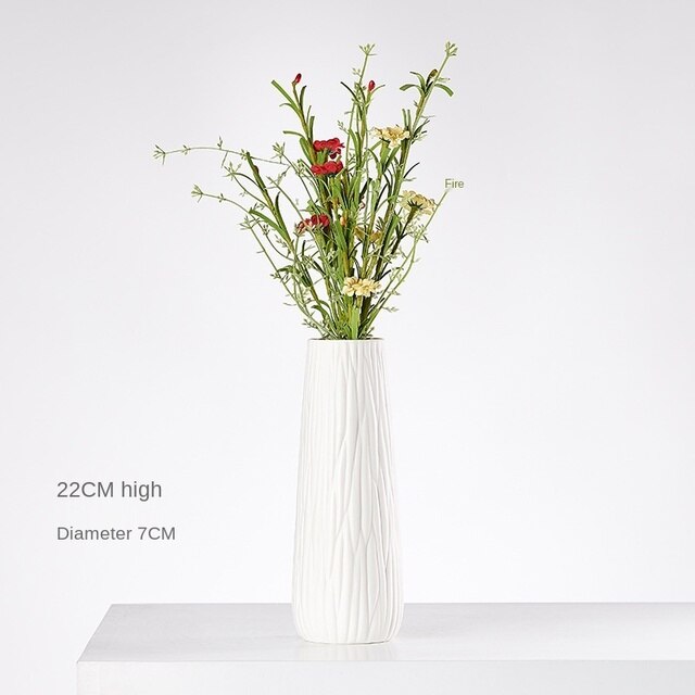 Modern Minimalist White Hemp Rope Ceramic Vase - WanderMart Co.