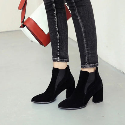 Korean Faux Suede Ankle Boots - WanderMart Co.