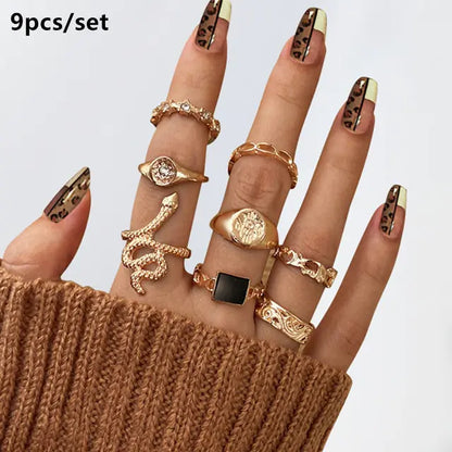 Gold Geometric Ring Set - WanderMart Co.