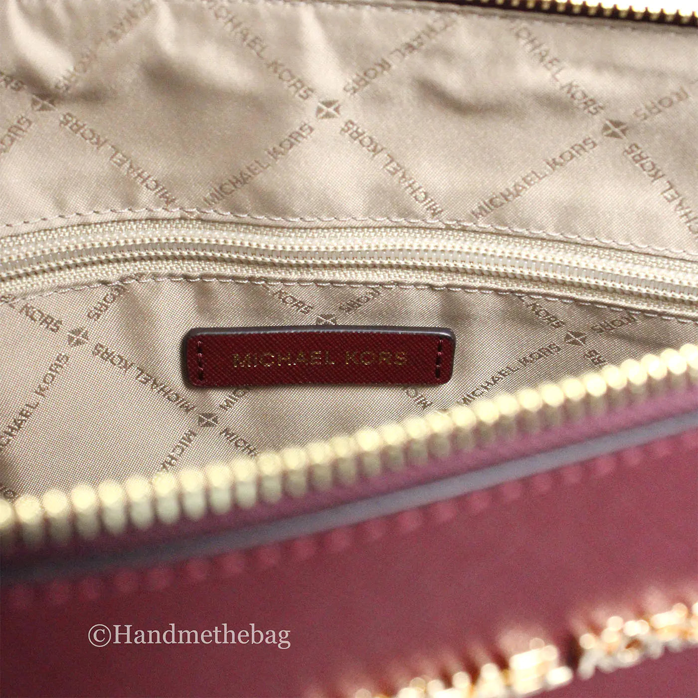 Michael Kors Charlotte Dark Cherry Large Top Zip Tote - WanderMart Co.