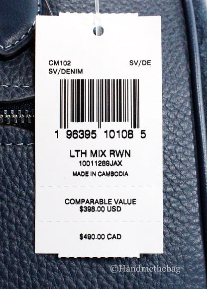 Coach Rowan Medium Denim Mixed Leather Suede Satchel - WanderMart Co.