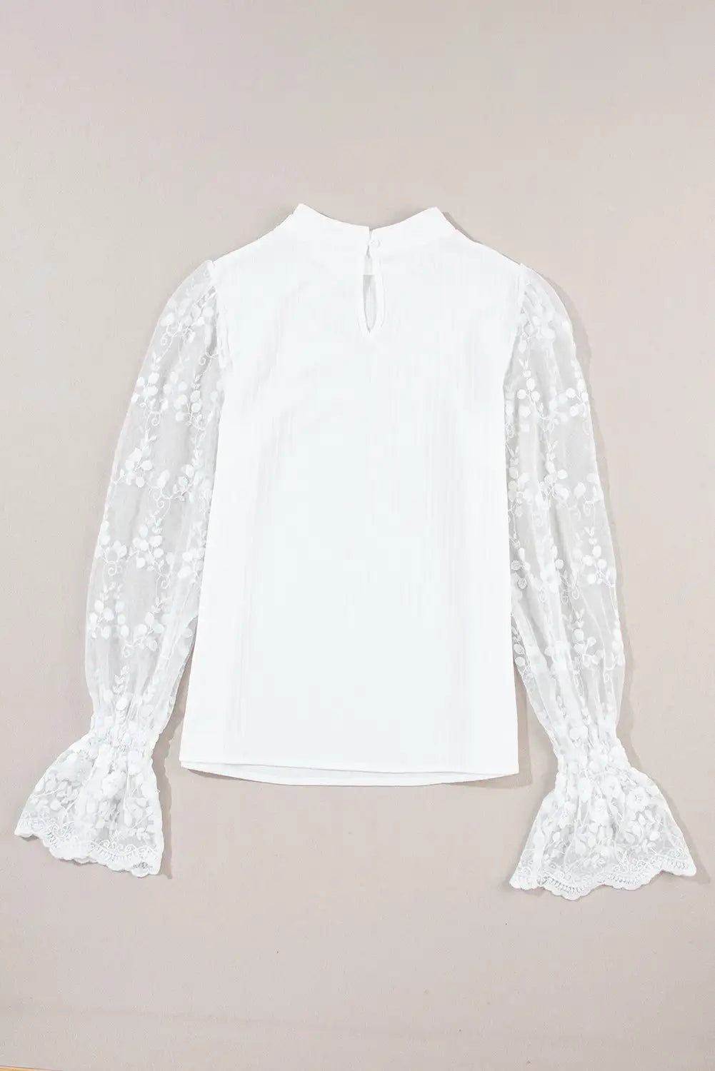 White Blouse with Contrast Lace - WanderMart Co.