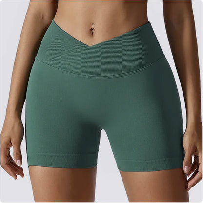 High-Waist Elastic Yoga Shorts with Peach-Lift Design - WanderMart Co.