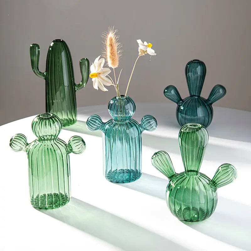 Modern Transparent Cactus Glass Vase for Room Decoration - WanderMart Co.