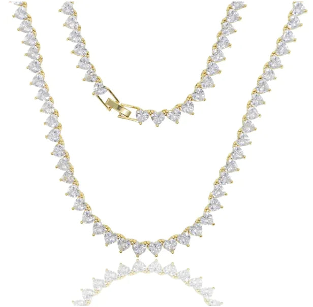 5A Heart CZ Tennis Necklace - WanderMart Co.