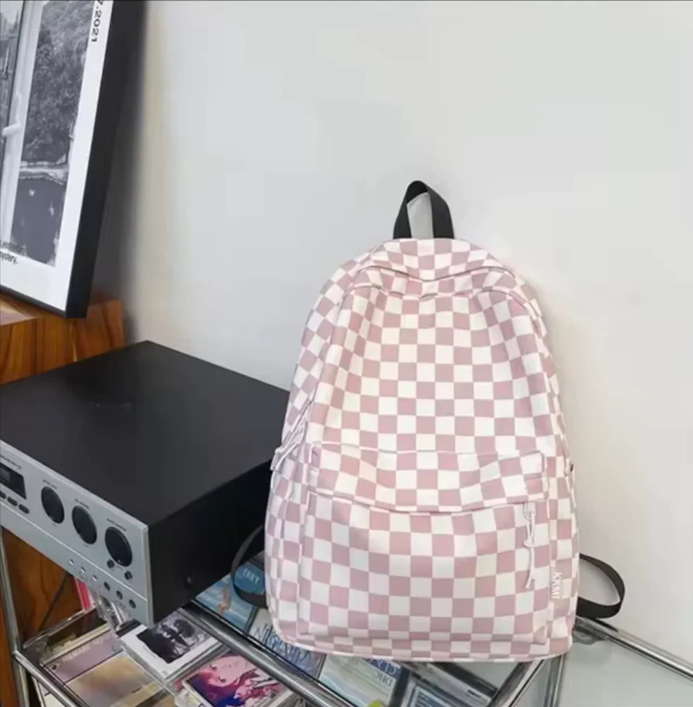 Checkered Colour School Backpack for Boys and Girls - Stylish Japanese Junior High School Bag - WanderMart Co.