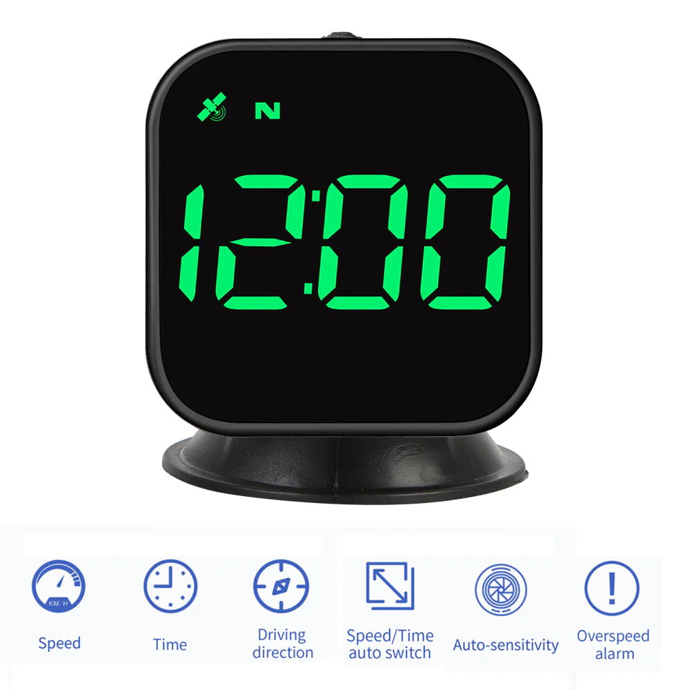 Digital Car HUD GPS Speedometer Head Up Display MPH KMH Compass Overspeed Alarm - WanderMart Co.