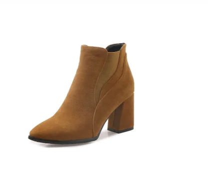 Korean Faux Suede Ankle Boots - WanderMart Co.