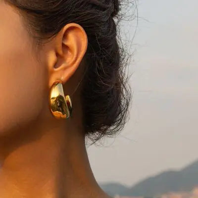 Gold-Plated Moon Crescent Earrings - WanderMart Co.