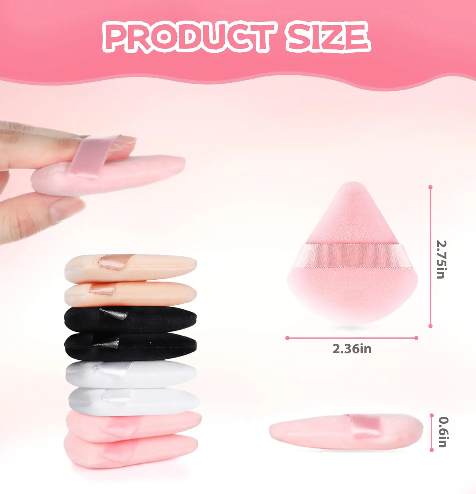 8 Pieces Triangle Powder Puff Face Soft Triangle Makeup Puff Velour Cosmetic Foundation Blender Sponge Beauty Makeup Tools Pink, Nude 8 Count (Pack of 1) - WanderMart Co.