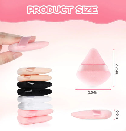 8 Pieces Triangle Powder Puff Face Soft Triangle Makeup Puff Velour Cosmetic Foundation Blender Sponge Beauty Makeup Tools Pink, Nude 8 Count (Pack of 1) - WanderMart Co.