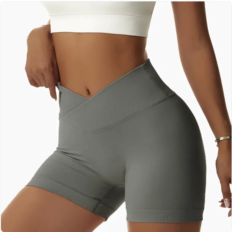 High-Waist Elastic Yoga Shorts with Peach-Lift Design - WanderMart Co.