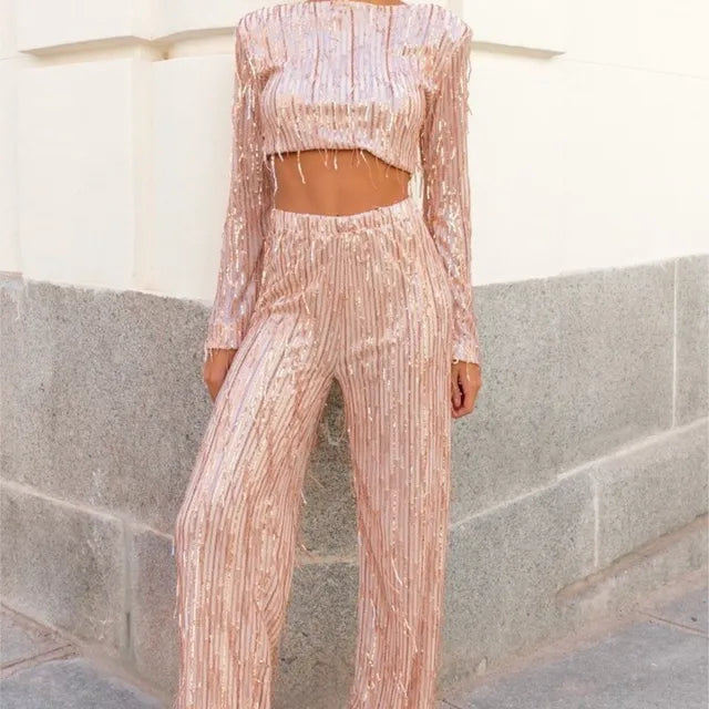 Crop Tops Wide Leg Pants - WanderMart Co.