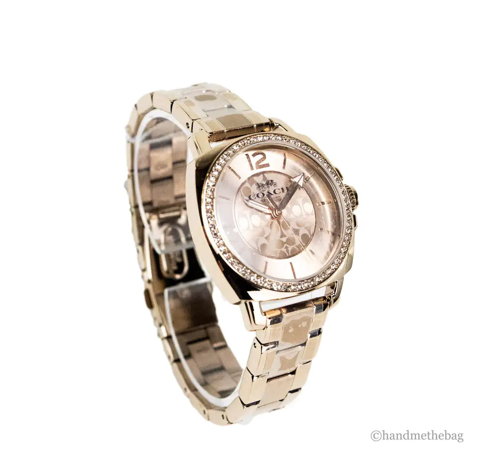 Coach Boyfriend Crystal Bezel Champagne Gold Toned Watch - WanderMart Co.