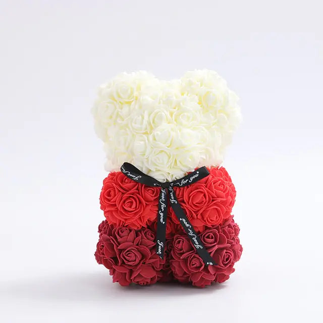 25cm Rose Teddy Bear From Flowers Bear With Flowers Red Rose Bear - WanderMart Co.