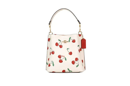 Coach Mollie 22 Small Heart Cherry Coated Canvas Bucket - WanderMart Co.