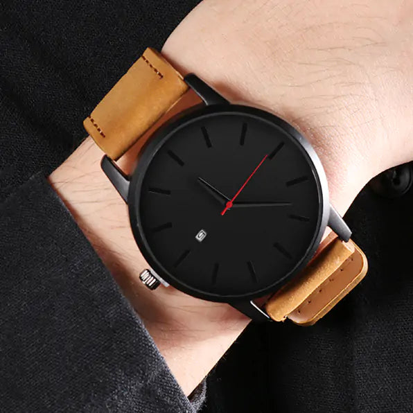 Leather Quartz Watch - WanderMart Co.