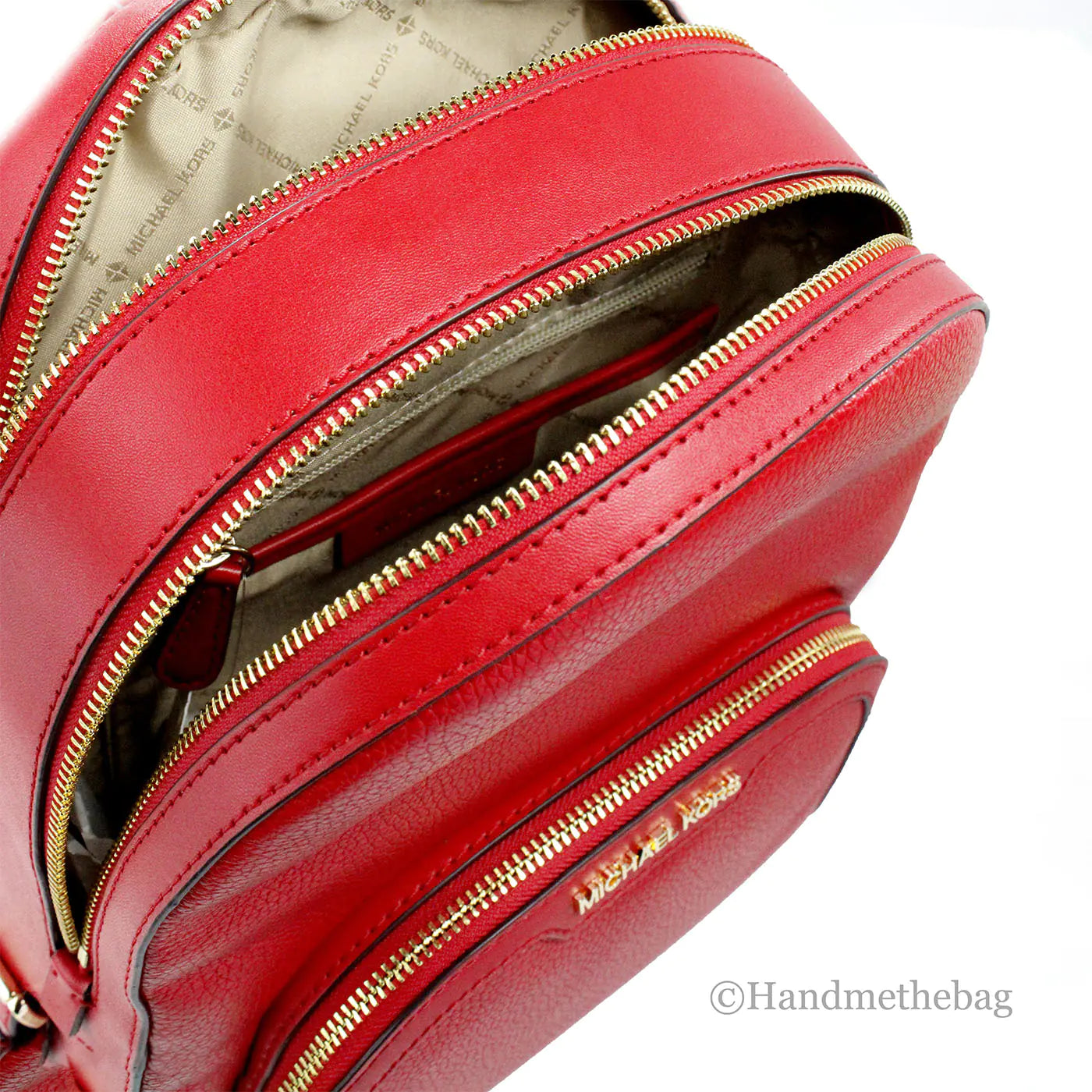 Michael Kors Jaycee Medium Red Zip Pocket Backpack - WanderMart Co.