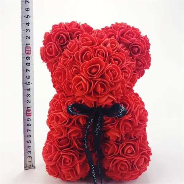 25cm Rose Teddy Bear From Flowers Bear With Flowers Red Rose Bear - WanderMart Co.