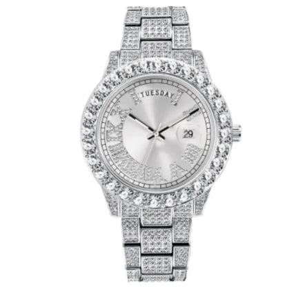 Luminous Women's Quartz Watch with Diamond Inlaid Waterproof Design and Calendar - WanderMart Co.