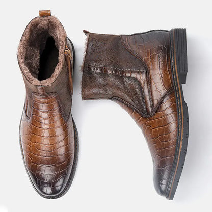 The Wotna - Alligator Leather Winter Ankle Boots - WanderMart Co.