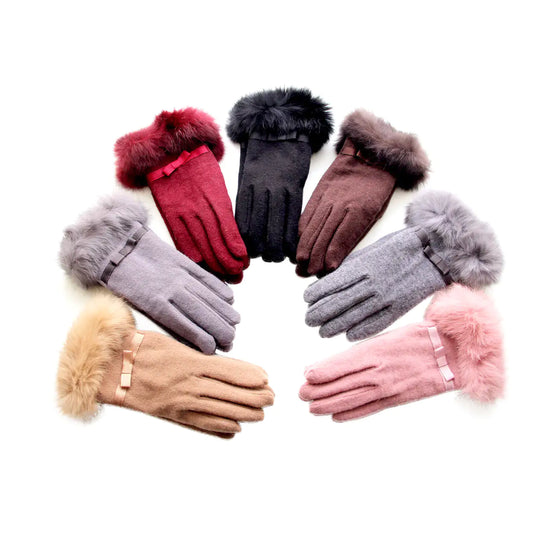 Kitten Mittens Faux Fur Lining Touch Smart Gloves - WanderMart Co.