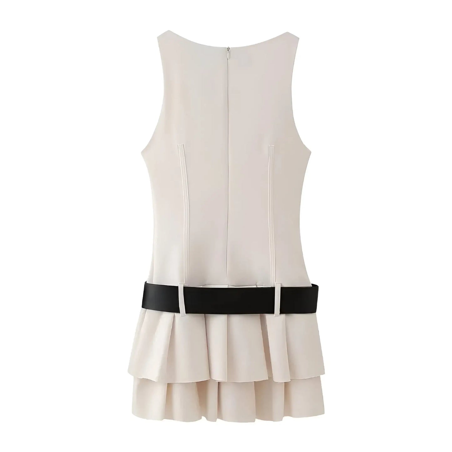 Women Belt Sleeveless Mini Dress - WanderMart Co.