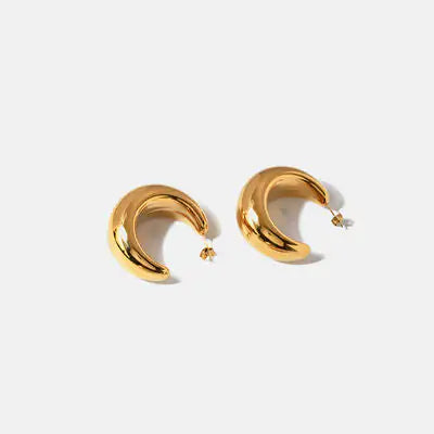 Gold-Plated Moon Crescent Earrings - WanderMart Co.