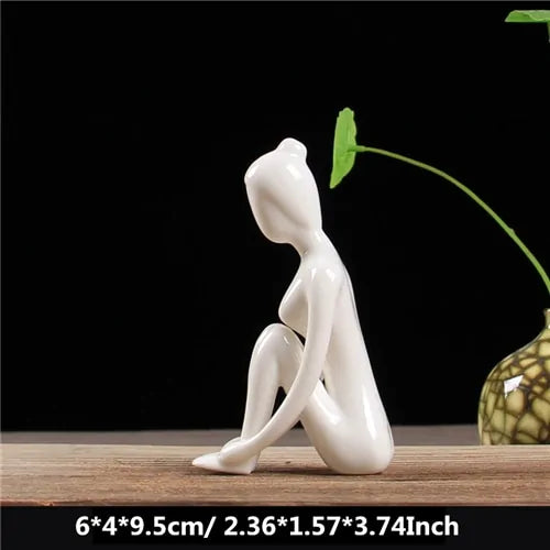 White Ceramic Yoga Figurines - WanderMart Co.