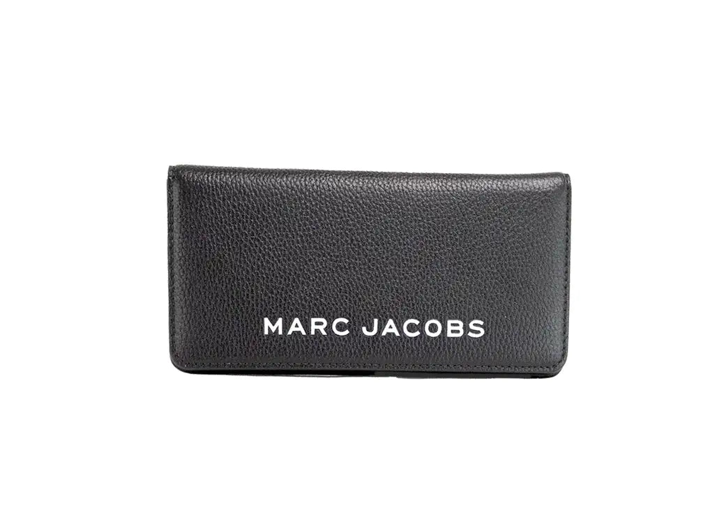 Marc Jacobs Slim Black Leather Open Face Snap Wallet - WanderMart Co.