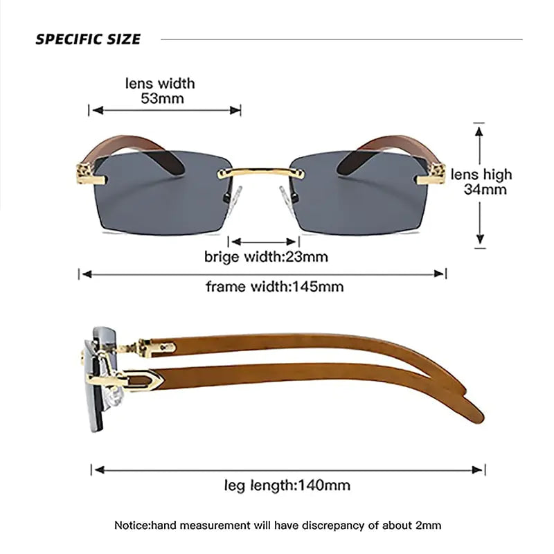 Rectangle Fashion Rimless Sunglasses - WanderMart Co.